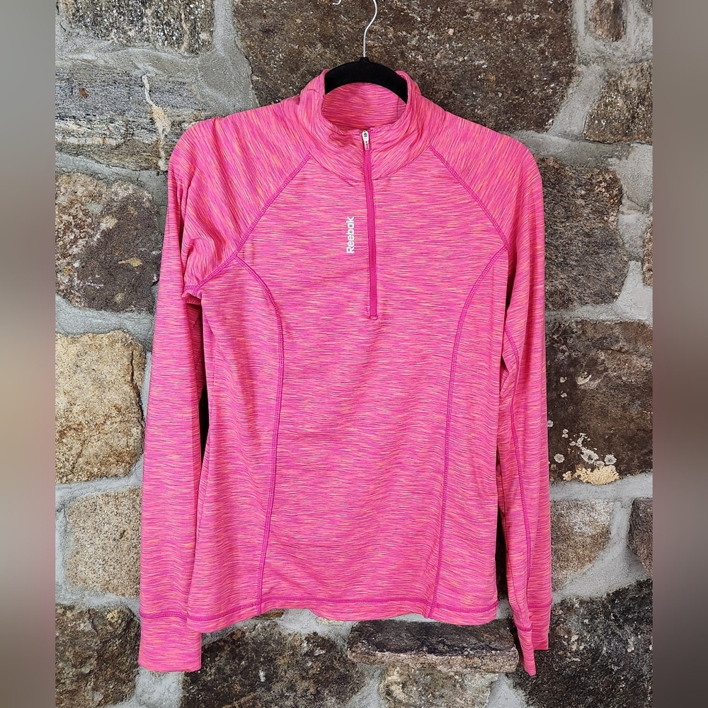 Reebok Women's Pink Half Zip Pullover Shirt Size Medium